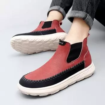 Мужские повседневные высокие кожаные туфли. Модный джентльменский стиль. Удобная обувь для прогулок на открытом воздухе. 38 коричневый