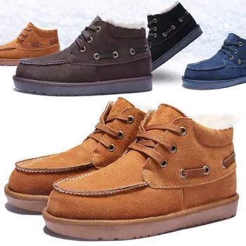 Мужские повседневные зимние ботинки, модная теплая бархатная винтажная классическая обувь 38 синий