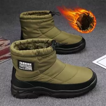 Мужские повседневные зимние ботинки, водонепроницаемые зимние теплые ботинки по щиколотку для мужчин, нескользящие короткие ботинки с подкладкой из искусственного меха, спортивная обувь для походов и прогулок на открытом воздухе 39