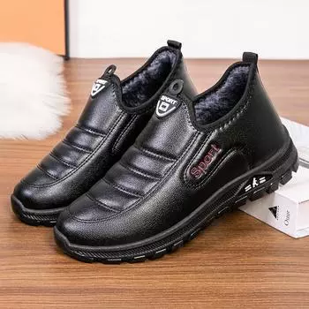 Мужские повседневные зимние теплые ботинки для снега с подкладкой из искусственного меха, нескользящие мокасины, водонепроницаемые рабочие кроссовки для ходьбы, удобные короткие ботинки для мужчин 39
