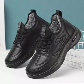 Мужские повседневные зимние теплые кроссовки с подкладкой из искусственного меха, короткие ботинки, нескользящие, для тренировок, ходьбы, для мужчин, удобные ботинки на шнуровке для снегоходов 39