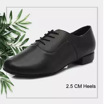 Мужские профессиональные черные кожаные туфли на шнуровке Loe на каблуке 2,5 см для современных бальных танцев 39 чёрный