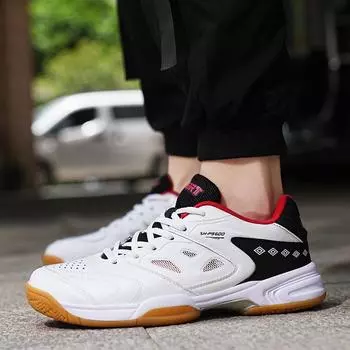 Мужские профессиональные кроссовки для бадминтона, теннисные кроссовки для тренировок, волейбола, настольного тенниса в помещении, на открытом воздухе, для женщин, дышащие, спортивные 39 красный/белый
