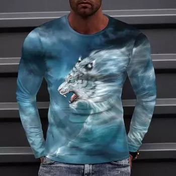Мужские простые футболки, спортивная одежда, осенний топ с круглым вырезом и длинным рукавом, мужская весенняя футболка больших размеров с 3D-принтом S