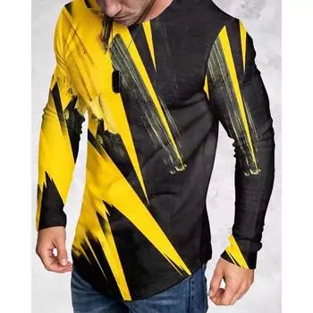 Мужские простые футболки, спортивная одежда, осенний топ с круглым вырезом и длинным рукавом, мужская весенняя футболка больших размеров с 3D-принтом S