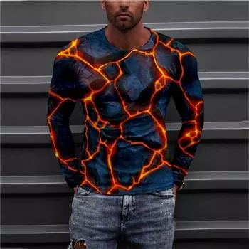 Мужские простые футболки, спортивная одежда, весна-осень, круглый вырез, длинный рукав, мужская футболка больших размеров с 3D-принтом S