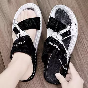 Мужские противоскользящие и устойчивые к запаху мягкие подошвы двойного назначения для занятий спортом на открытом воздухе и повседневные пляжные тапочки для летней одежды 38 чёрный