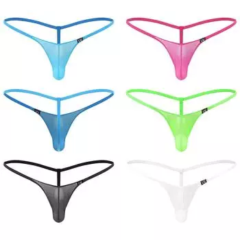 Мужские прозрачные сетчатые стринги, трусы-танга с карманом для выпуклости, заниженная посадка, Т-образная спинка, соблазнительное нижнее белье L