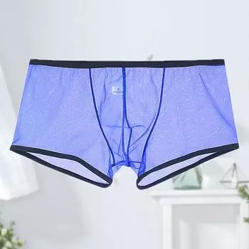 Мужские прозрачные трусы, ультратонкое нижнее белье с низкой посадкой, прозрачные боксеры, сексуальные, быстросохнущие, мужские сетчатые трусы 2X