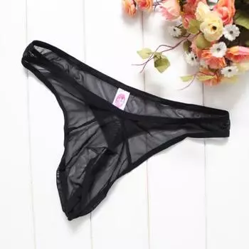 Мужские прозрачные ультратонкие сетчатые стринги с низкой талией - Temptation T-Back Underwear One Size