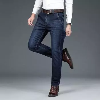 Мужские прямые брюки из эластичного денима с высокой талией, весенние молодежные мужские брюки 28