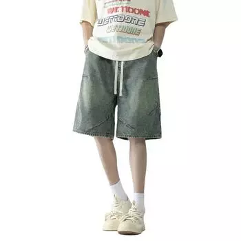 Мужские прямые джинсовые шорты, мужские летние брюки, свободные повседневные джинсовые брюки в стиле ретро XXXL