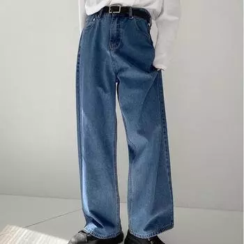 Мужские прямые джинсы, модные свободные брюки, классический стиль, джинсовые повседневные брюки, мужские S темно-синий