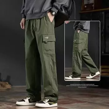 Мужские прямые повседневные брюки, свободные модные брюки-карго S темно-синий