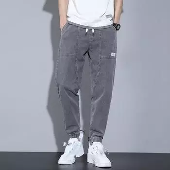Мужские прямые повседневные потертые джинсы больших размеров, уличные джинсы, дышащие легкие джинсовые брюки