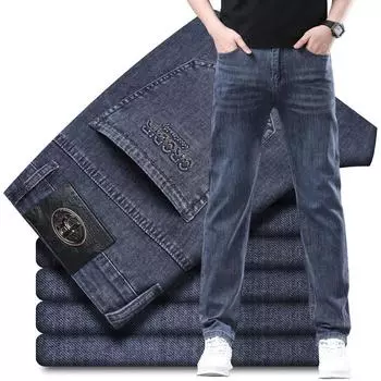 Мужские прямые повседневные широкие джинсы Разноцветные винтажные потертые джинсы Деловые джинсы больших размеров 40
