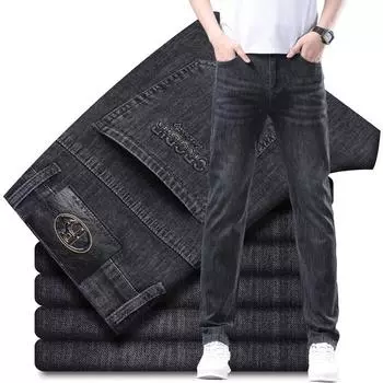 Мужские прямые повседневные широкие джинсы Разноцветные винтажные потертые джинсы Деловые джинсы больших размеров 29