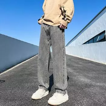 Мужские прямые широкие джинсы, повседневные брюки больших размеров, потертые свободные джинсы 3XL