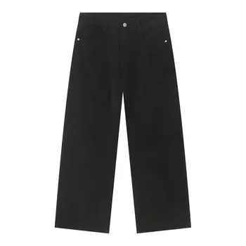 Мужские прямые свободные корейские джинсы с высокой талией S чёрный