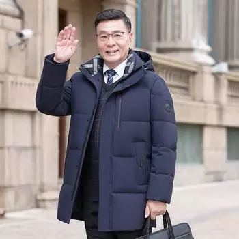 Мужские пуховики для людей среднего и пожилого возраста, средние и длинные, утолщенные, большого размера M серый