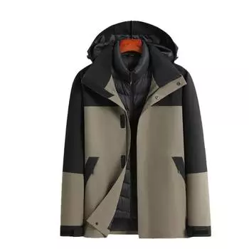 Мужские пуховики на осень и зиму, три капюшона, утиный пух, теплая куртка для улицы, холодная куртка Tide 170 чёрный