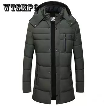 Мужские пуховики с капюшоном, зимнее толстое теплое пальто, куртка из искусственного шелка и хлопка, тонкая повседневная куртка 4XL темно-зеленого