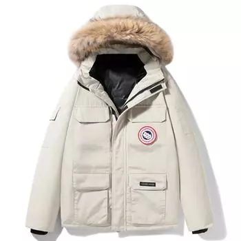 Мужские пуховики зимние теплые ветрозащитные универсальные короткие пуховые парки с несколькими карманами M белый
