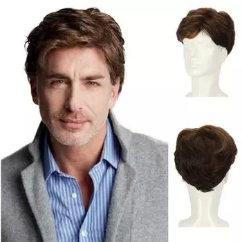 Мужские пушистые короткие волосы смешанного цвета 6inch