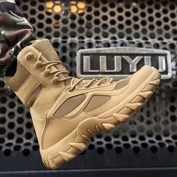 Мужские пустынные армейские ботинки, модные мотоциклетные ботинки, мужские ботильоны, тактические ботинки, мужская рабочая защитная обувь, походные ботинки 39 чёрный