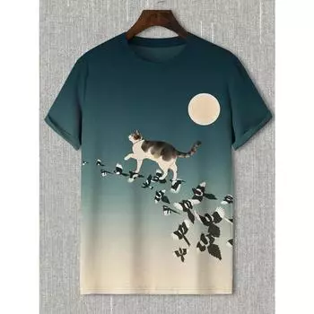 Мужские японские футболки с принтом укиё-э, футболки с короткими рукавами, футболки с 3D-принтом и круглым вырезом, повседневная летняя мужская одежда для вечеринок S