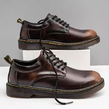 Мужские рабочие ботинки Martin из натуральной кожи — повседневная обувь большого размера в стиле ретро с низким верхом для весны и лета 39 красный/коричневый