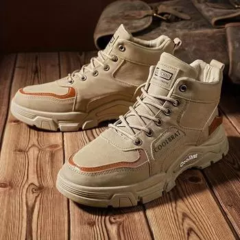 Мужские рабочие ботинки на шнуровке до щиколотки — дышащая сетчатая подкладка, удобная стелька из ЭВА, круглый носок, прочная подошва из ПВХ, повседневный однотонный дизайн 39 чёрный