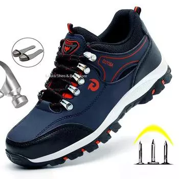 Мужские рабочие ботинки со стальным носком, рабочая защитная обувь с защитой от проколов, защитная рабочая обувь, мужская обувь, кроссовки для безопасности 36