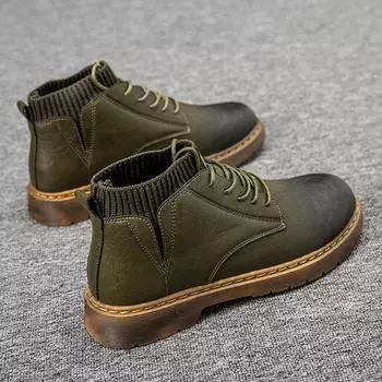 Мужские рабочие ботинки Высокие зимние ботинки Ботинки средней высоты Кожаные ботинки в британском стиле Кожаные ботинки Зимние короткие ботинки Мужская обувь 39 чёрный