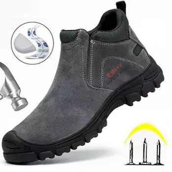 Мужские рабочие ботинки, защитные ботинки со стальным носком, непробиваемая обувь для сварщиков 42 серый