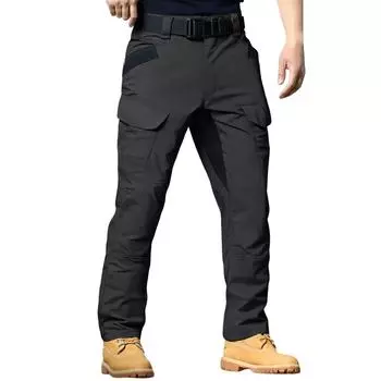 Мужские рабочие брюки для улицы, работы, рыбалки, кемпинга, водонепроницаемые, износостойкие, многокарманные (Ремень в комплект не входит) L