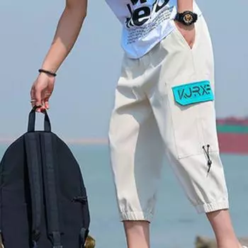 Мужские рабочие брюки-каргоШорты из ледяного шелка Повседневные и модные летние уличные хип-поп спортивные шорты M чёрный