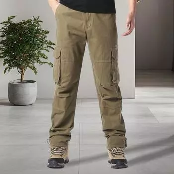 Мужские рабочие брюки с множеством карманов, эластичный пояс, широкие свободные брюки-карго M