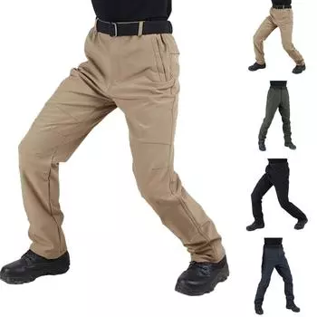 Мужские рабочие брюки с несколькими карманами для занятий спортом и активного отдыха, повседневные брюки с несколькими карманами L чёрный