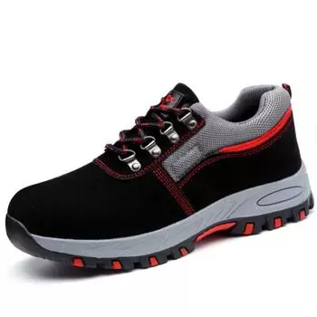Мужские рабочие кожаные ботинки Защитная обувь Стальной подносок Защита от проколов Рабочие кроссовки Неразрушимая рабочая обувь Мужская обувь мужская кевлар 38 чёрный