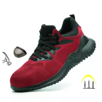 Мужские рабочие кроссовки с защитным носком Рабочие защитные ботинки Комфортные мужские ботинки Защитная обувь с защитой от проколов Мужская неразрушимая обувь Рабочие ботинки 48 красный