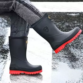 Мужские рабочие резиновые сапоги из ПВХ средней длины, водонепроницаемые, прочные, нескользящие, для фермерской кухни, для мужчин 44