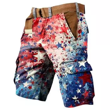 Мужские рабочие шорты с принтом Дня независимости и несколькими карманами M