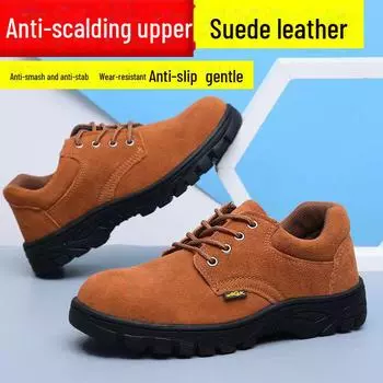 Мужские рабочие туфли с высоким берцем и стальным носком: Мягкая подошва с защитой от ударов и проколов, дышащая, износостойкая, для строительства и сварки. 40