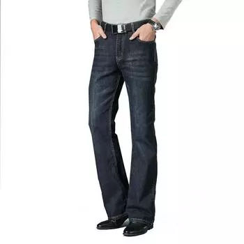 Мужские расклешенные джинсы, расклешенные мужские дизайнерские классические джинсовые джинсы с высокой талией, эластичные свободные расклешенные эластичные джинсы из денима 28 темно-синий