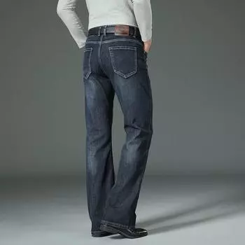 Мужские расклешенные джинсы с высокой талией, свободные расклешенные джинсы с широкими штанинами 28 темно-синий