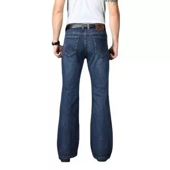 Мужские расклешенные мужские дизайнерские классические джинсовые джинсы с высокой талией, эластичные свободные расклешенные синие джинсы 28 синий