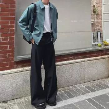 Мужские расклешенные повседневные брюки CleanFit 2024 года — прямые, свободные, широкие, длиной до пола L чёрный