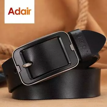 Мужские ремни, черные, с большой пряжкой, высококачественные мужские ремни из натуральной кожи, простые классические лучшие подходящие роскошные джинсовые ремешки AHQ2106 95CM чёрный