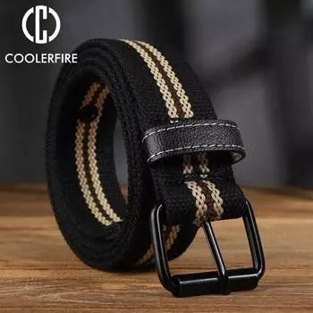 Мужские ремни Холст нейлоновые лямки Армейская военная подготовка Высокое качество Модельер Полосатый повседневный студенческий спортивный ремень HB062 110cm чёрный
